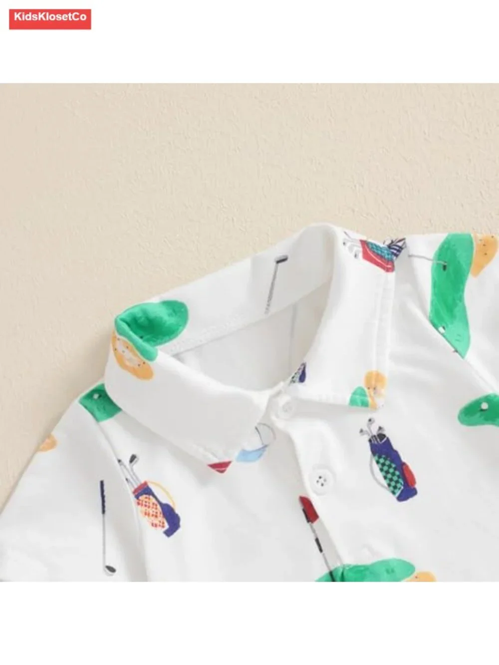 Newborn Baby Boy Golf Romper Short Sleeve Button Up Cotton Blend Jumpsuit - Picture 2 of 5